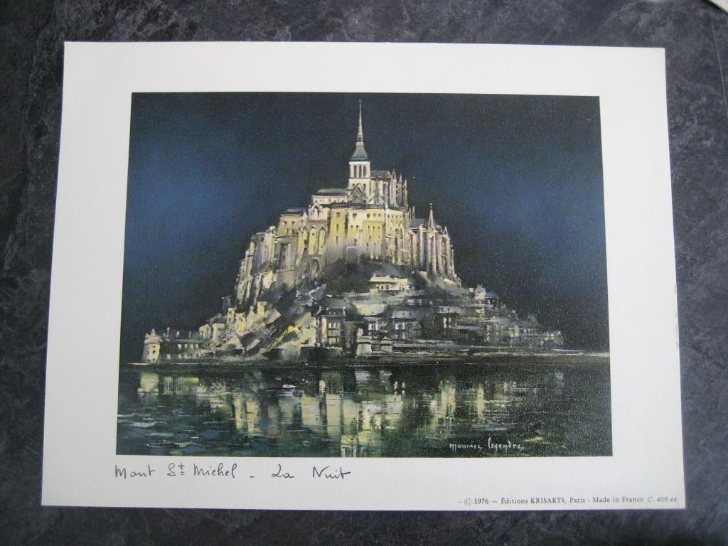 prent Mont Saint-Michel - Frankrijk, Ophalen of Verzenden, Prent