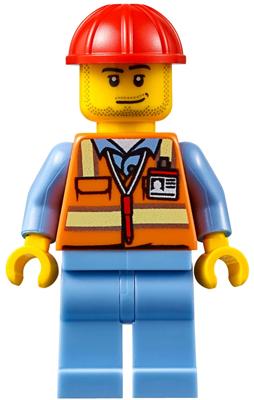 Lego figuur air050 male Orange Safety Vest / F4, Kinderen en Baby's, Ophalen of Verzenden, Zo goed als nieuw, Losse stenen, Lego