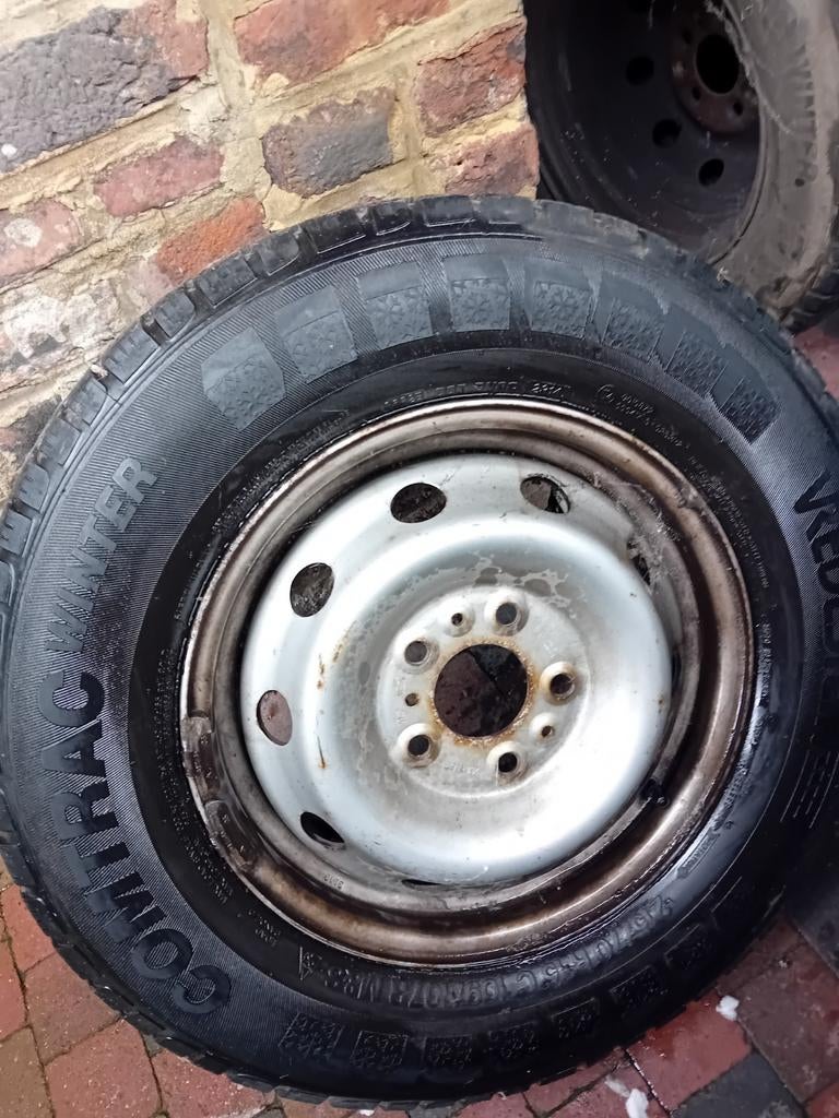 4 pneus hiver montés sur jantes, 215/70 R15 C 109/107B M&S, Ophalen, 15 inch, Banden en Velgen, Winterbanden