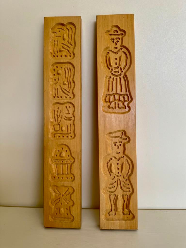 2 moules à spéculoos/moules à spéculoos en bois, Antiquités & Art, Enlèvement