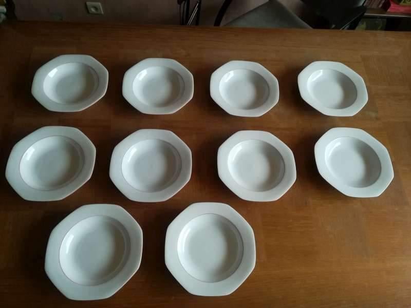 10 diepe borden Seltmann Weiden Bavaria rode lijn, Ophalen of Verzenden, Gebruikt, Porselein, Bord(en)