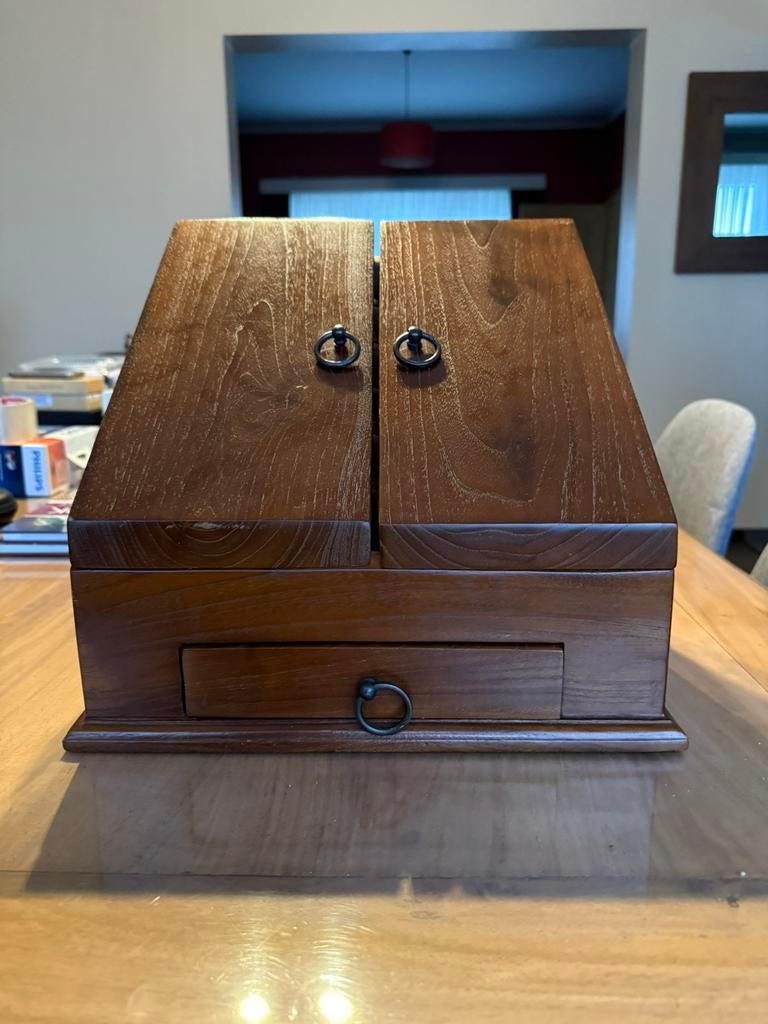 Oude houten bureau organizer, Huis en Inrichting, Kasten | Secretaires, Ophalen, Zo goed als nieuw