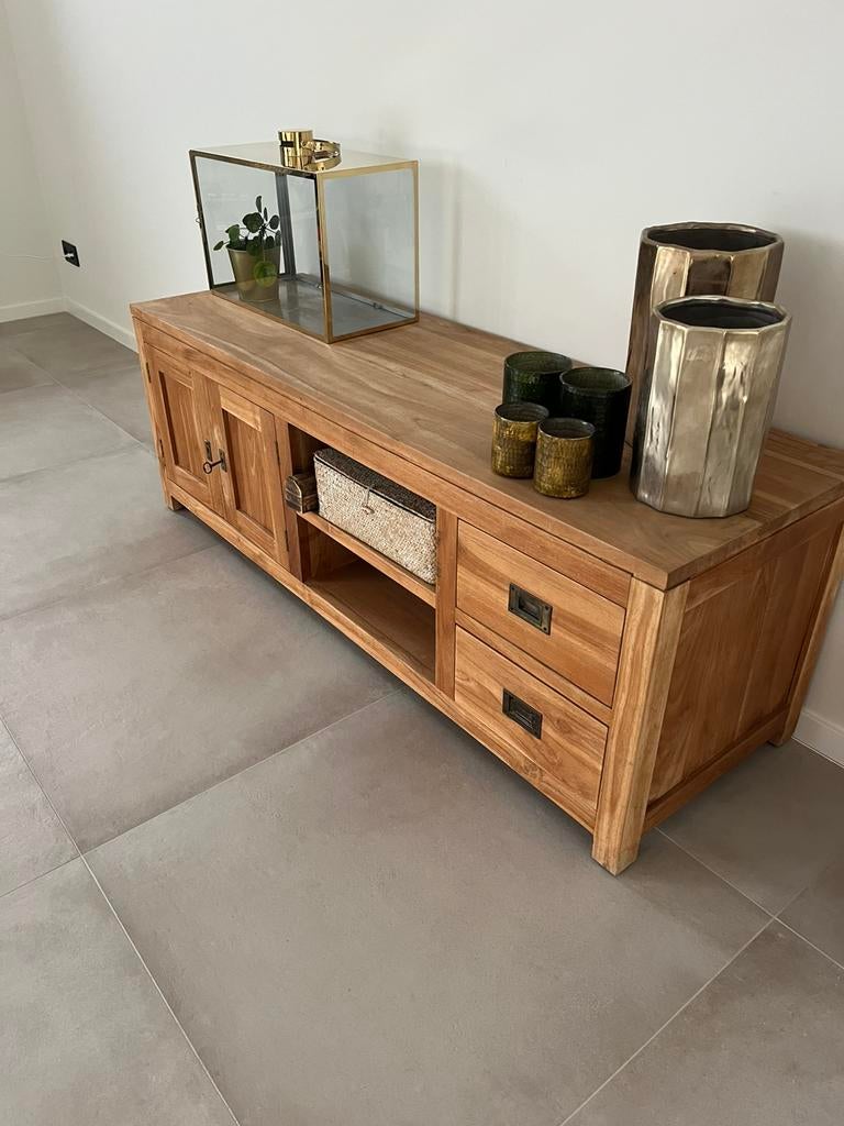 Meuble TV en teck, Maison & Meubles, Armoires | Mobilier de télévision, Enlèvement