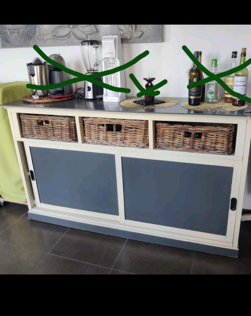 Buffetkist geverfd hout 3 lad. L 162 D 46 h 92 cm, Ophalen