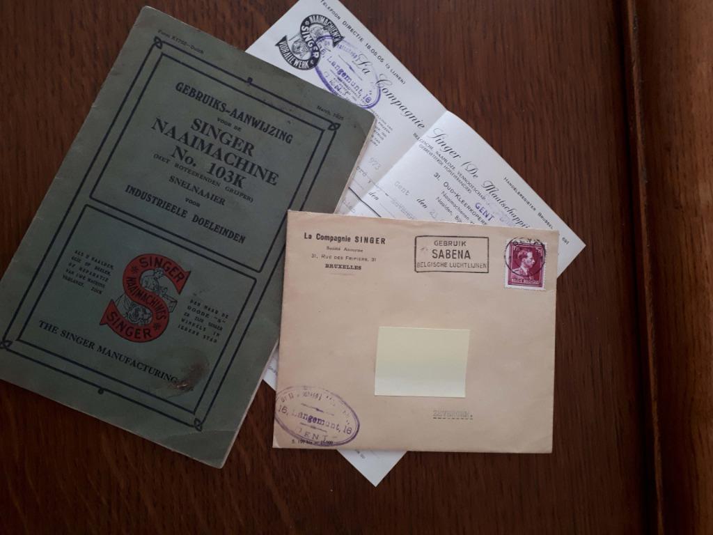 Machine à coudre Singer 1951 : manuelle (n 103K) et facture, Antiquités & Art, Enlèvement ou Envoi