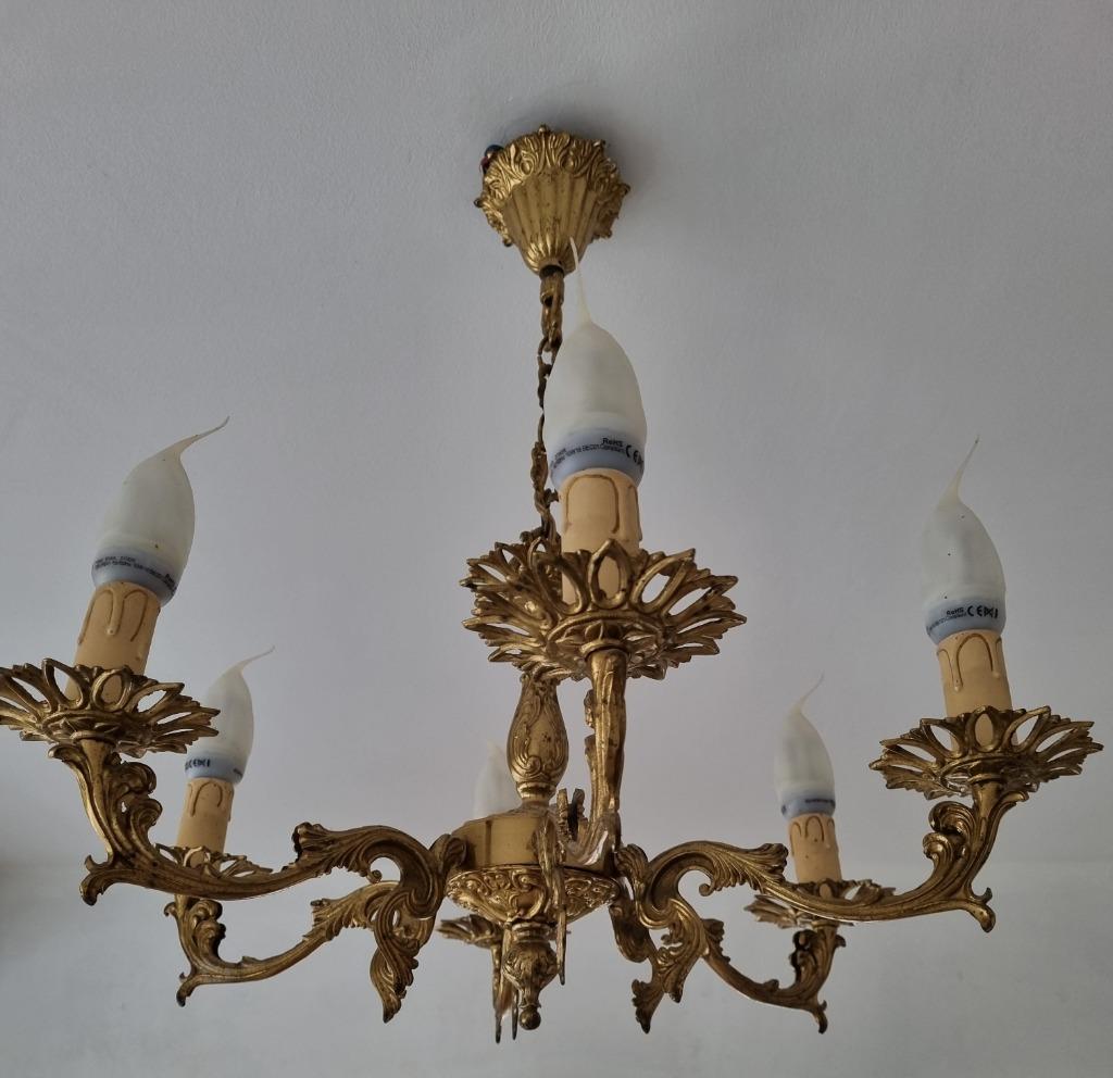 Luminaire Ancien lustre 6 branches, Enlèvement, Métal