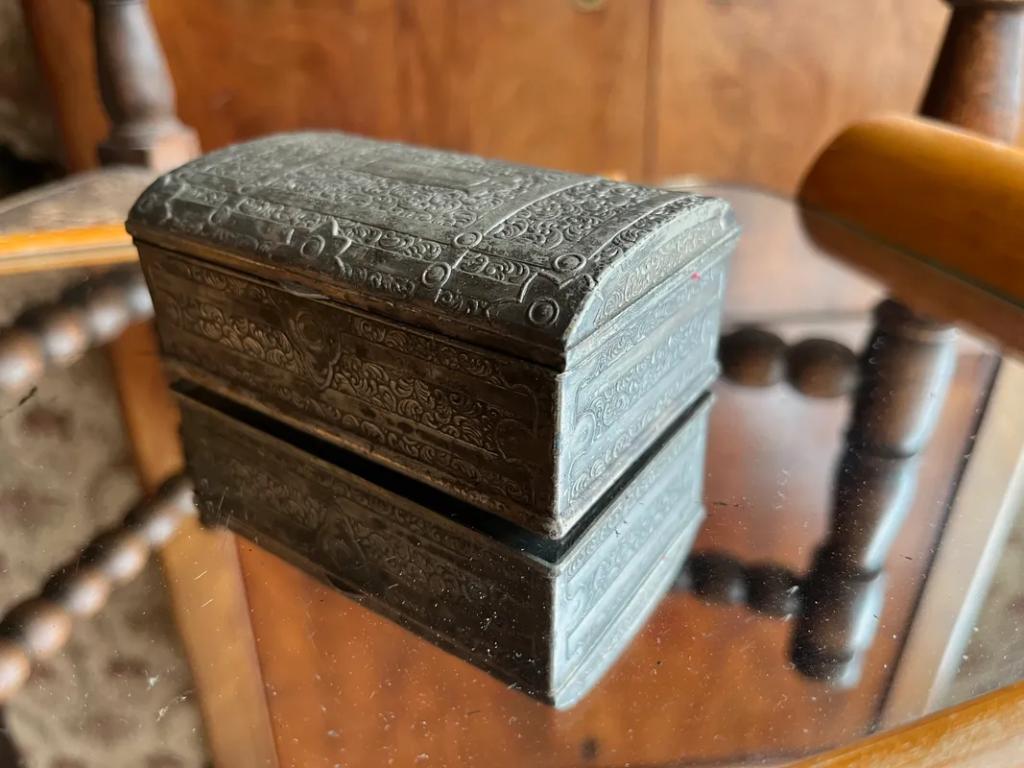 Ancien coffret à bijoux argenté, Antiquités & Art, Enlèvement ou Envoi