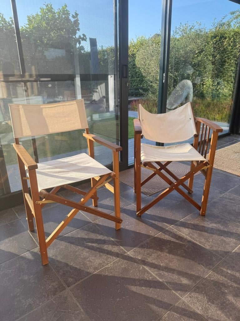 2 regisseurs stoelen opklapbaar, Huis en Inrichting, Gebruikt, Twee, Geen idee, Wit