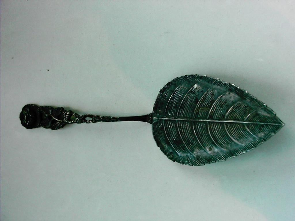 Antieke zilveren taartschep bladvorm, Antiek en Kunst, Ophalen of Verzenden