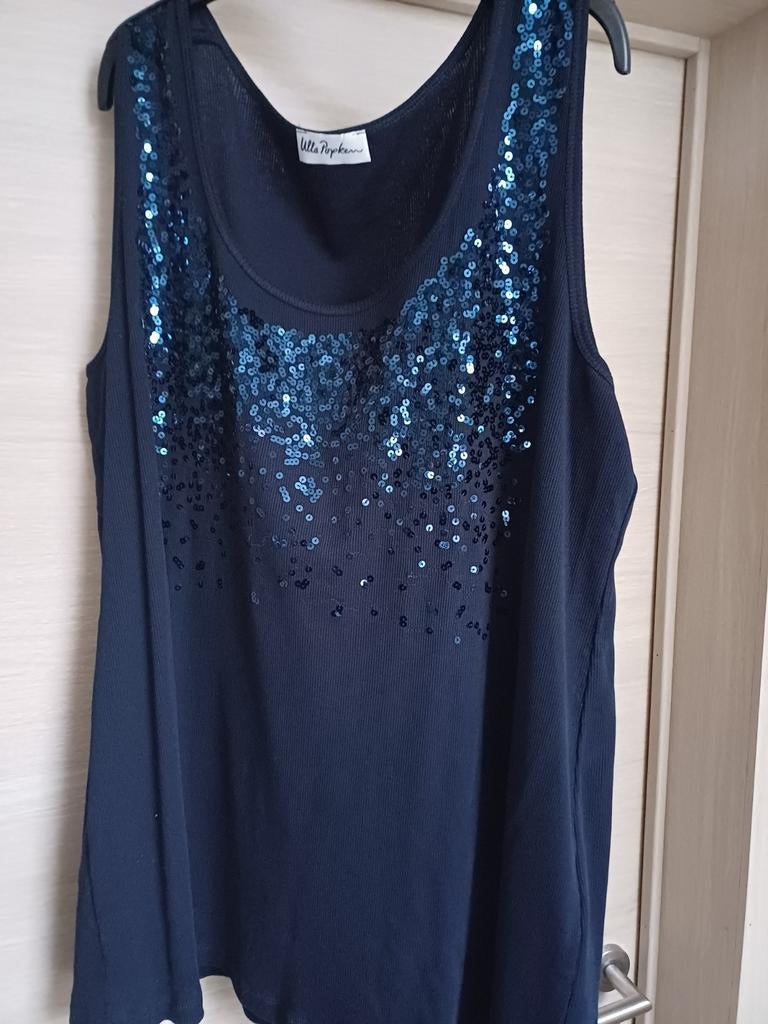 Ulla Pupkin katoenen feesttop blauwe pail Mt52/54., Ulla Popken, Ophalen of Verzenden, Zo goed als nieuw, Blauw