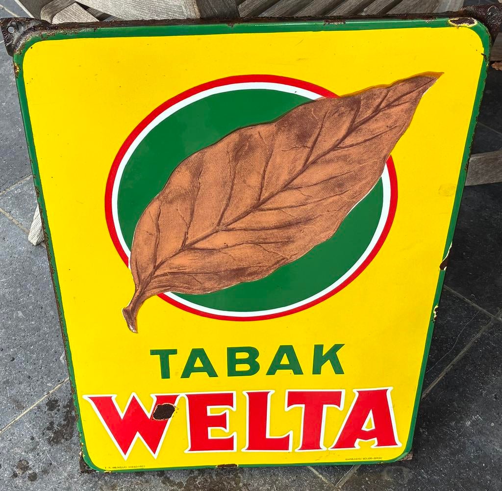 Panneau émaillé à base de tabac, Enlèvement ou Envoi, Utilisé, Panneau publicitaire