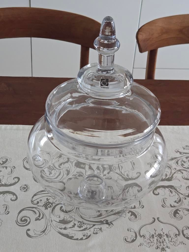 Très belle grande boîte à bonbons en verre avec couvercle,, Enlèvement ou Envoi