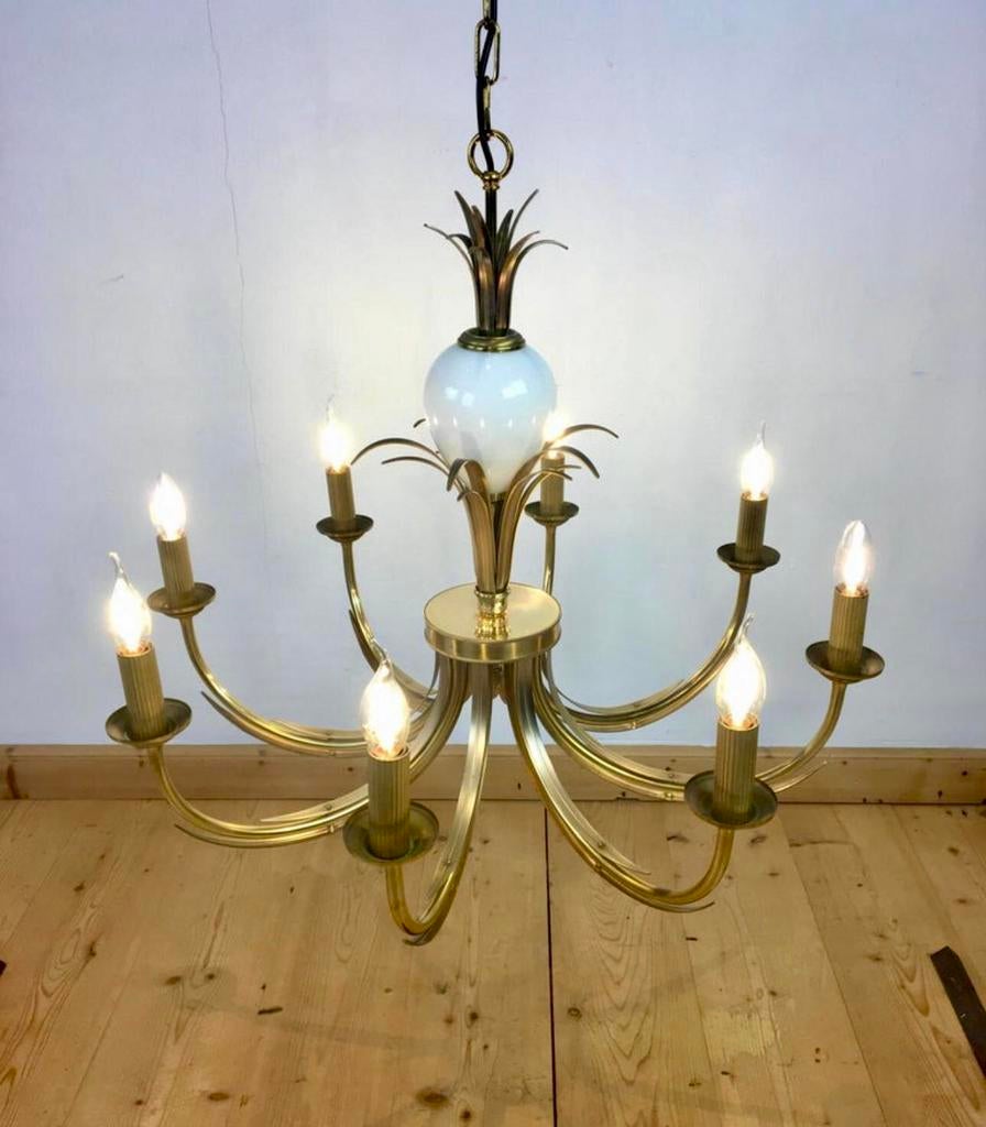 Lustre vintage en forme d'œuf d'autruche en verre opalin, Enlèvement, Utilisé, Autres matériaux, Hollywood Recency