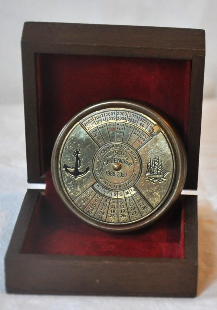 calendrier perpétuel de marine Croft avec etui en bois, Enlèvement ou Envoi