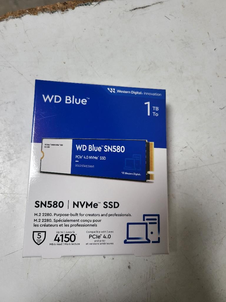 WD Blue SN580 SSD, 1 TB M.2, NVMe, PCIe 4.0 Nieuw, Computers en Software, Harde schijven, Intern, Nieuw, Laptop, 1 TB