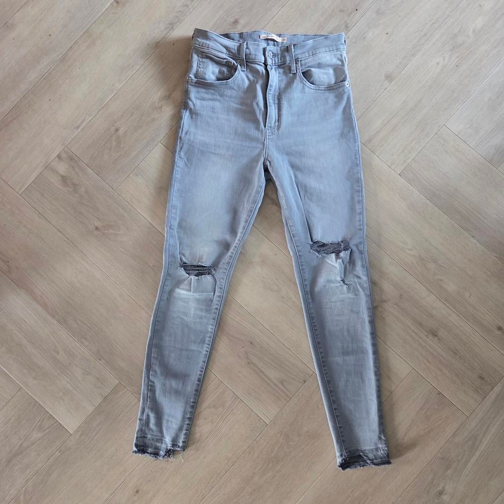 Levi's mile high superskinny ripped jeans maat 30/30, Verzenden, Zo goed als nieuw, W30 - W32 (confectie 38/40), Grijs
