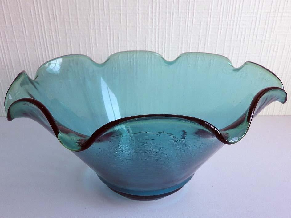 Vintage Glazen Decoratiekom/Schaal., Ophalen, Zo goed als nieuw, Glas, Schaal
