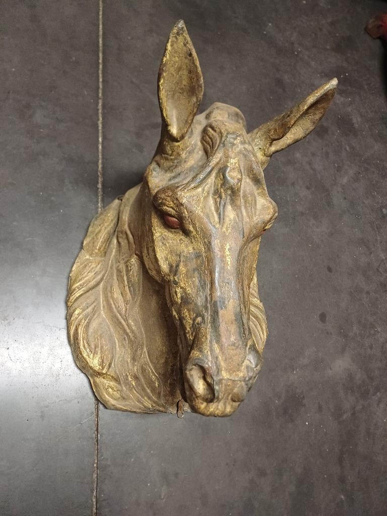 Zinken paardekop uit beenhouwerij, Antiek en Kunst, Ophalen