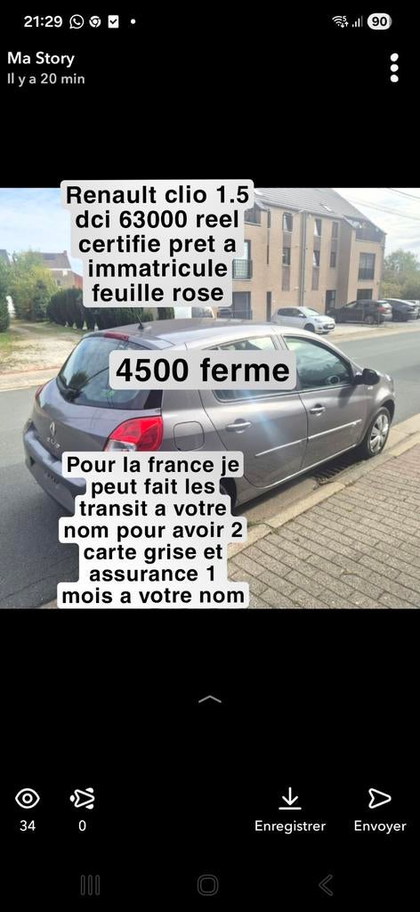 Renault clio 1.5 dci 63000 km reel pret a immatricule, Auto's, Renault, Voorwielaandrijving, Euro 5, Stof, 4 cilinders