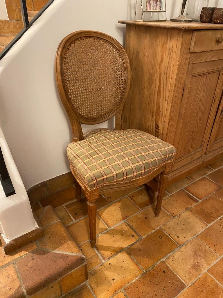 8 Chaises salle à manger, Brun, Enlèvement, Osier ou Rotin, Luis XVI