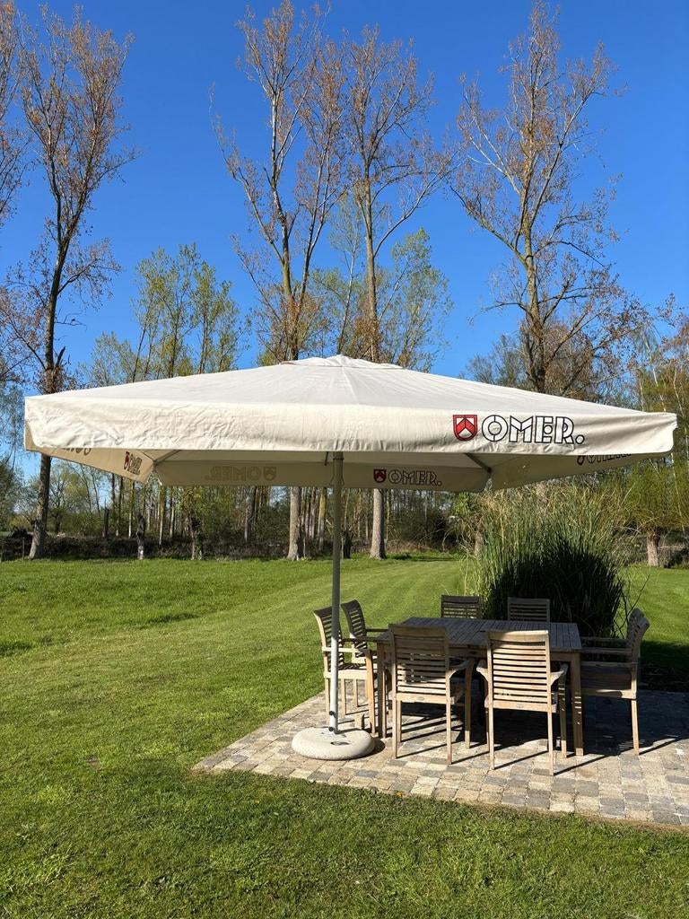 Beige parasol van Omer 3,6  3,6, Tuin en Terras, Partytenten, Ophalen