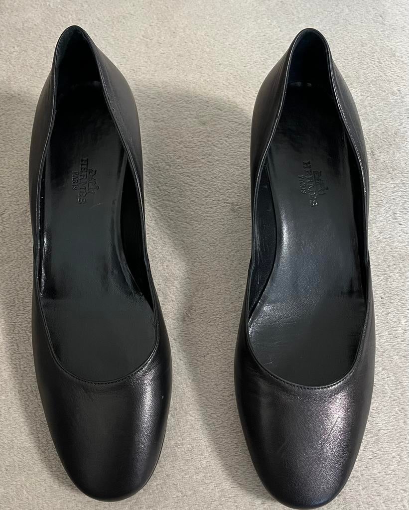 Hermès HONORE 45 ballerina's met sleehak - zwart geitenleer, Kleding | Dames, Schoenen, Zwart, Zo goed als nieuw, Ballerina's