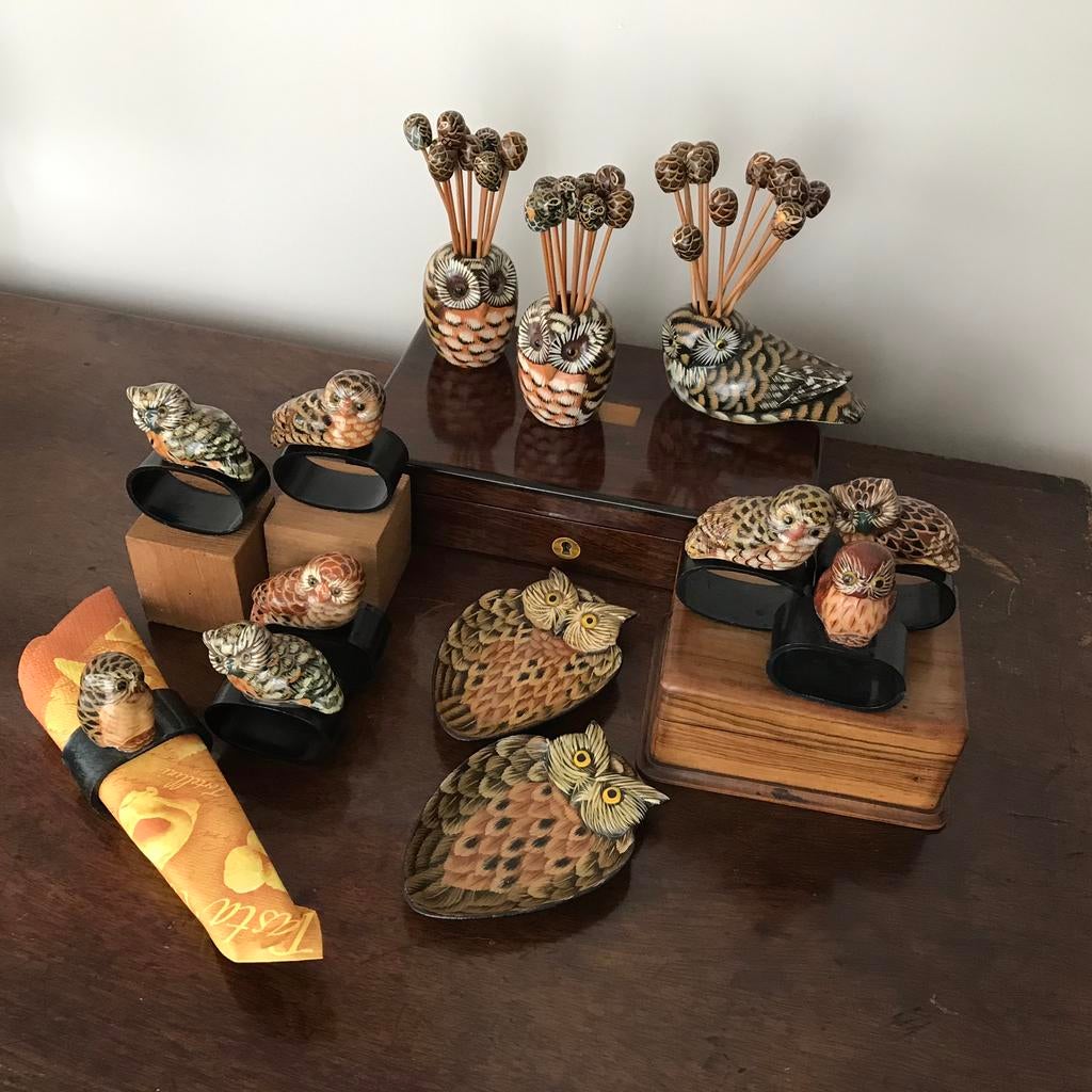 Leuke vintage tafeldecoratie, uiltjes, Huis en Inrichting, Ophalen of Verzenden, Zo goed als nieuw