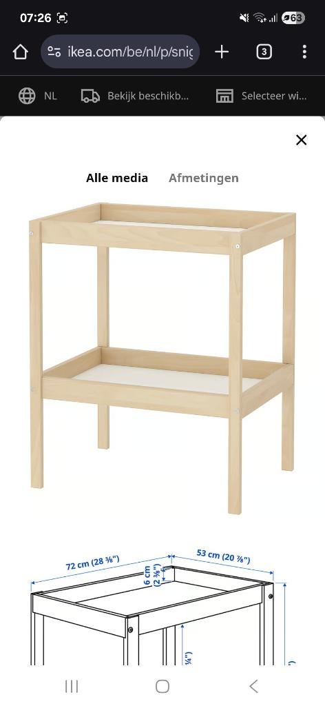 Verzorgingstafel., Enlèvement, Utilisé