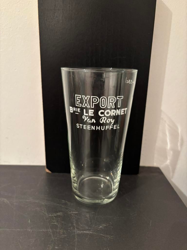 Oud bierglas Export Brie Le Export Van Roy Steenhuffel 33cl, Ophalen of Verzenden, Zo goed als nieuw, Glas of Glazen, Overige merken
