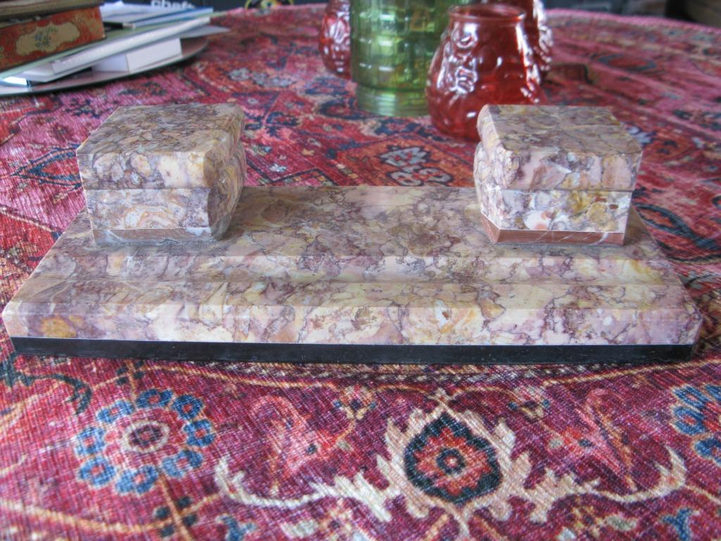 Inktpotje - bureauset - marmer, Antiek en Kunst, Curiosa en Brocante, Ophalen