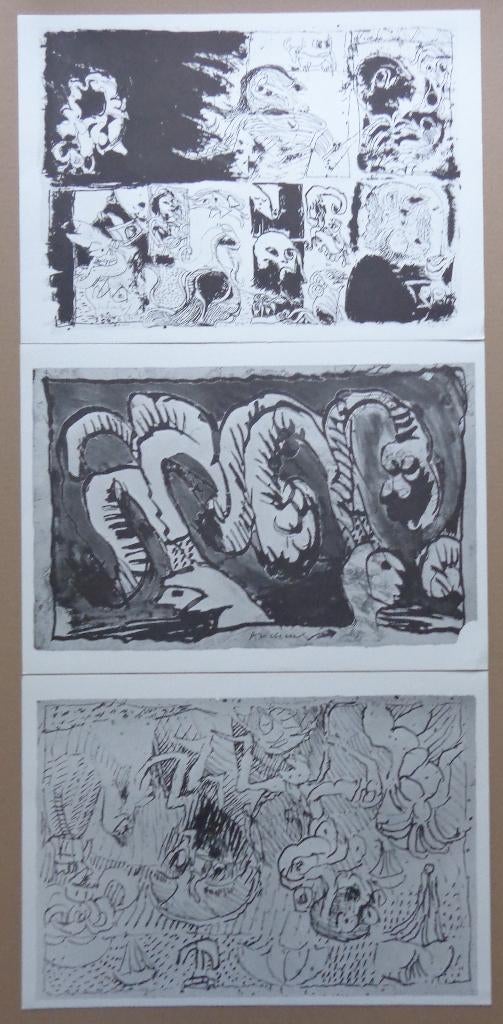PIERRE ALECHINSKY / LOT VAN 3 STUKS / ZW-W LITHO / 32x45cm, Antiek en Kunst, Kunst | Litho's en Zeefdrukken, Ophalen of Verzenden