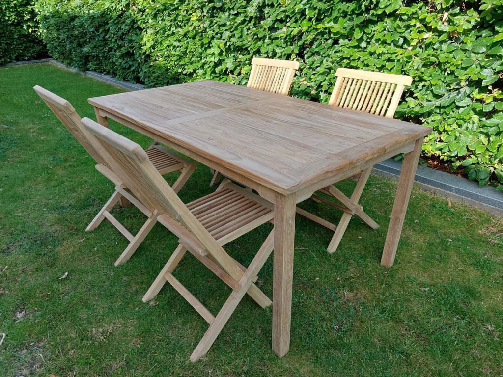NIEUW Teak Tafel met 4 Teak Stoelen, Tuin en Terras, Ophalen, Nieuw
