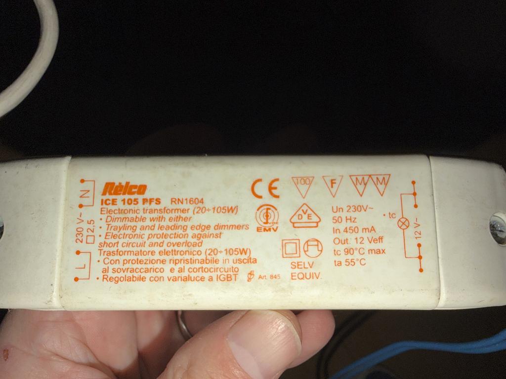 Transformateur électronique 12V – 20–105 W – Variateur, Bricolage & Construction, Enlèvement ou Envoi, Utilisé, Autres types