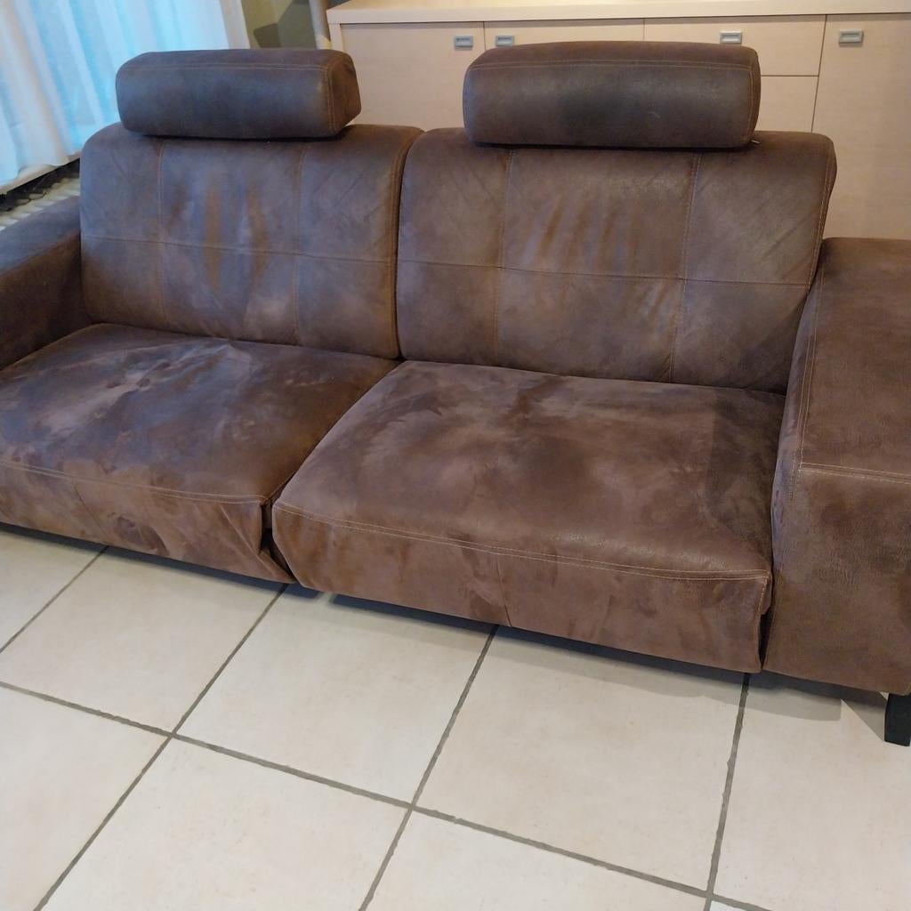 3zit (relax) en 2zit in bruin nubuck, Huis en Inrichting, Ophalen