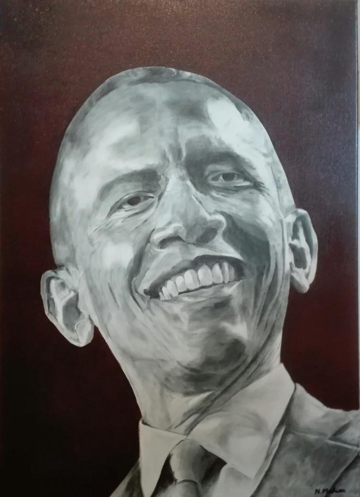 olieverfschilderij   Barak Obama, Antiquités & Art, Enlèvement