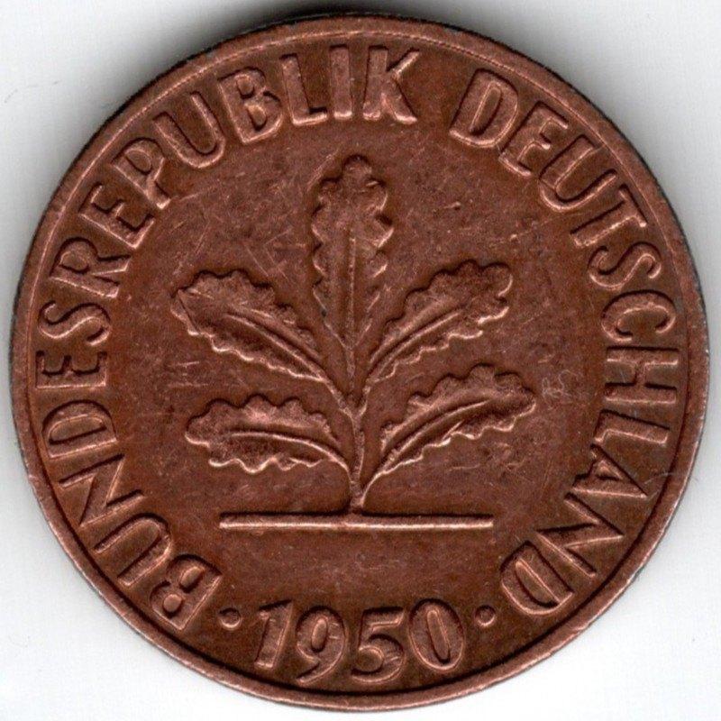 Allemagne : 1 Pfennig 1950 G Tige Courbée KM#105 Ref 16571, Enlèvement ou Envoi, Allemagne, Monnaie en vrac