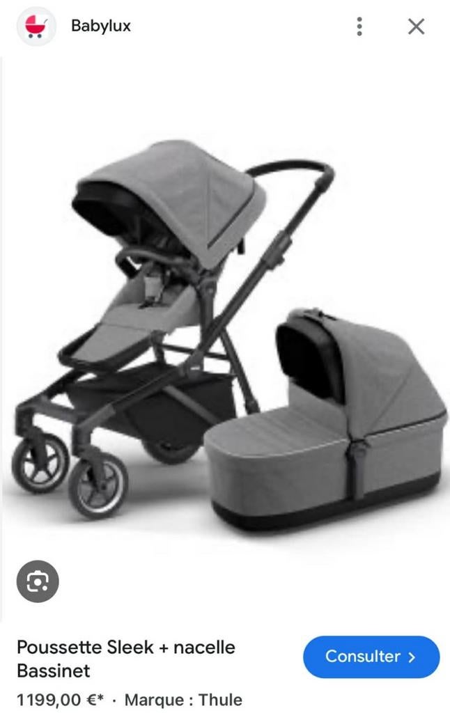 Super opportunité à -58% Poussette Thule Sleek Bassinet, Autres marques, Avec nacelle, Comme neuf, Enlèvement