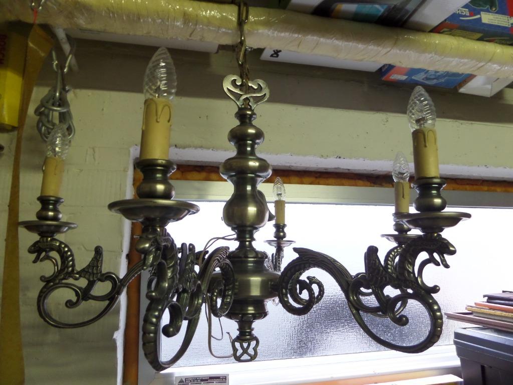 tinnen luster, Huis en Inrichting, Lampen | Kroonluchters, Ophalen, Gebruikt