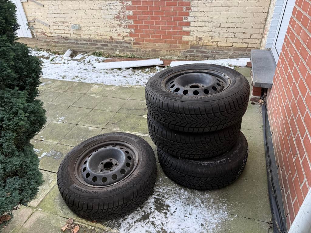4 pneus hiver montés sur jantes tôles, Pneus et Jantes, 16 pouces, Véhicule de tourisme, Enlèvement