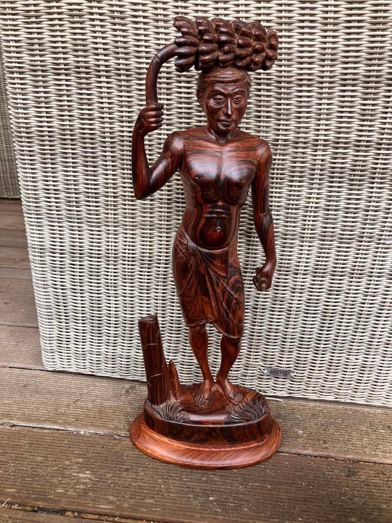 Houten Afrikaans beeld van man, Antiek en Kunst, Ophalen of Verzenden