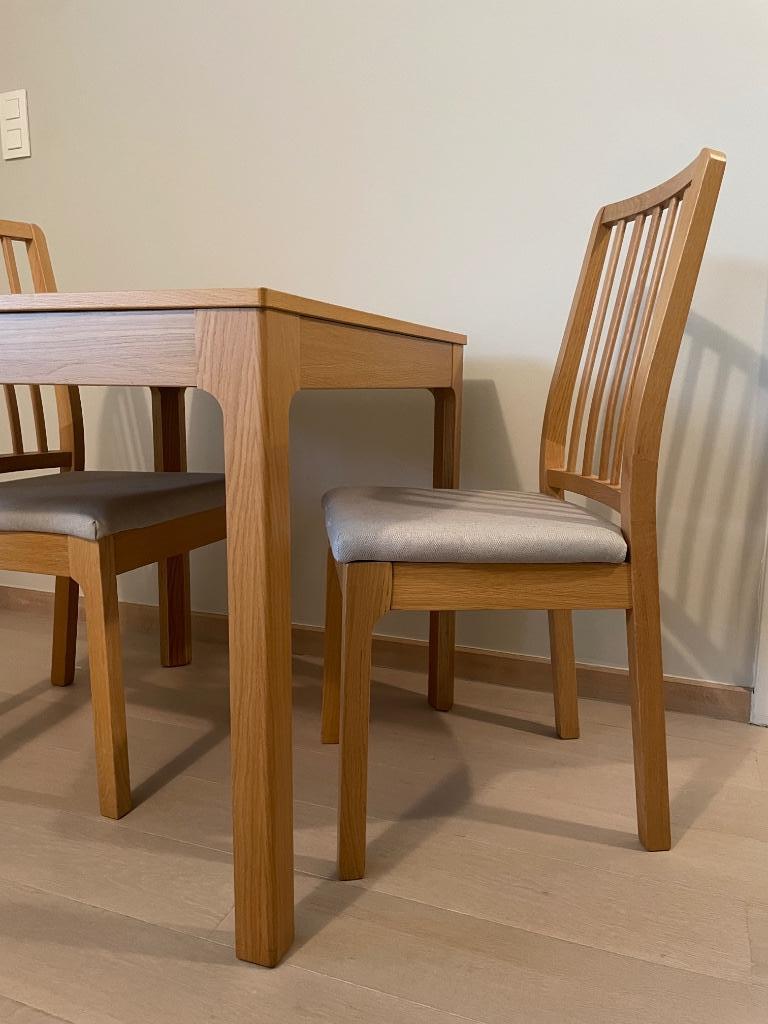 Uitschuifbare tafel met 2 stoelen, Ophalen, 100 tot 150 cm, Eikenhout, 50 tot 100 cm