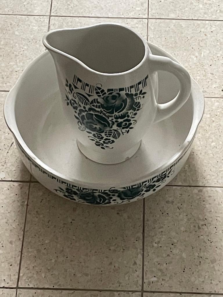 Antieken lampetset waskom kan zeep- en kambakje intact, Antiek en Kunst, Ophalen