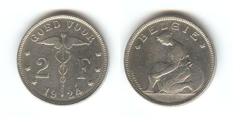 Belgique : 2 francs 1924 VL (plus rare) = morin 393, Envoi, Monnaie en vrac