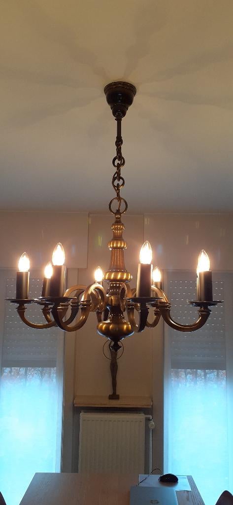 Kroonluchter - brons, Huis en Inrichting, Lampen | Kroonluchters, Ophalen, Zo goed als nieuw, Overige materialen, Antiek - klassiek - rustiek