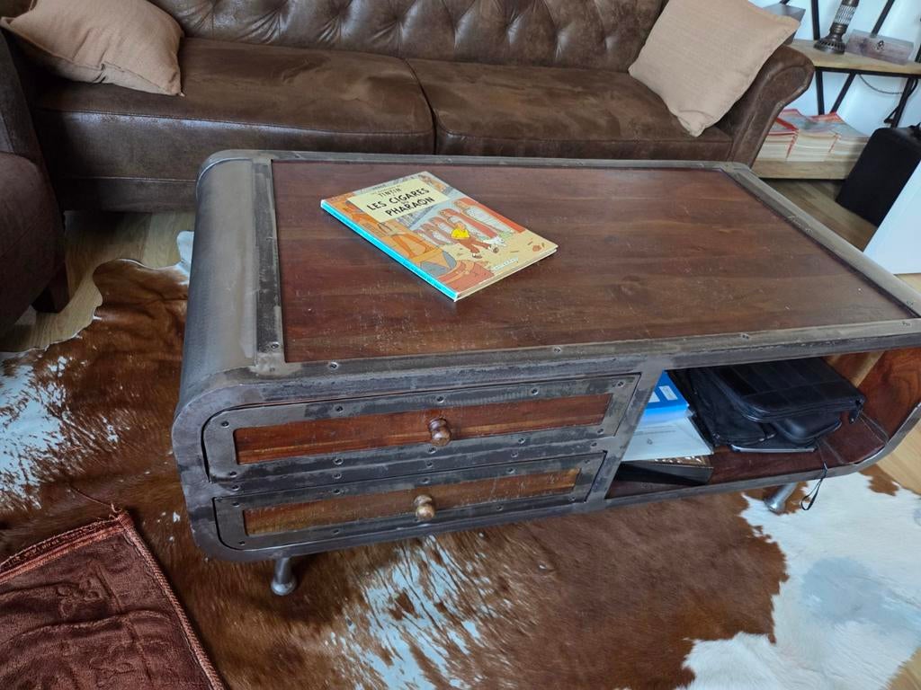 Table de salon look industriel vintage, Maison & Meubles, Enlèvement