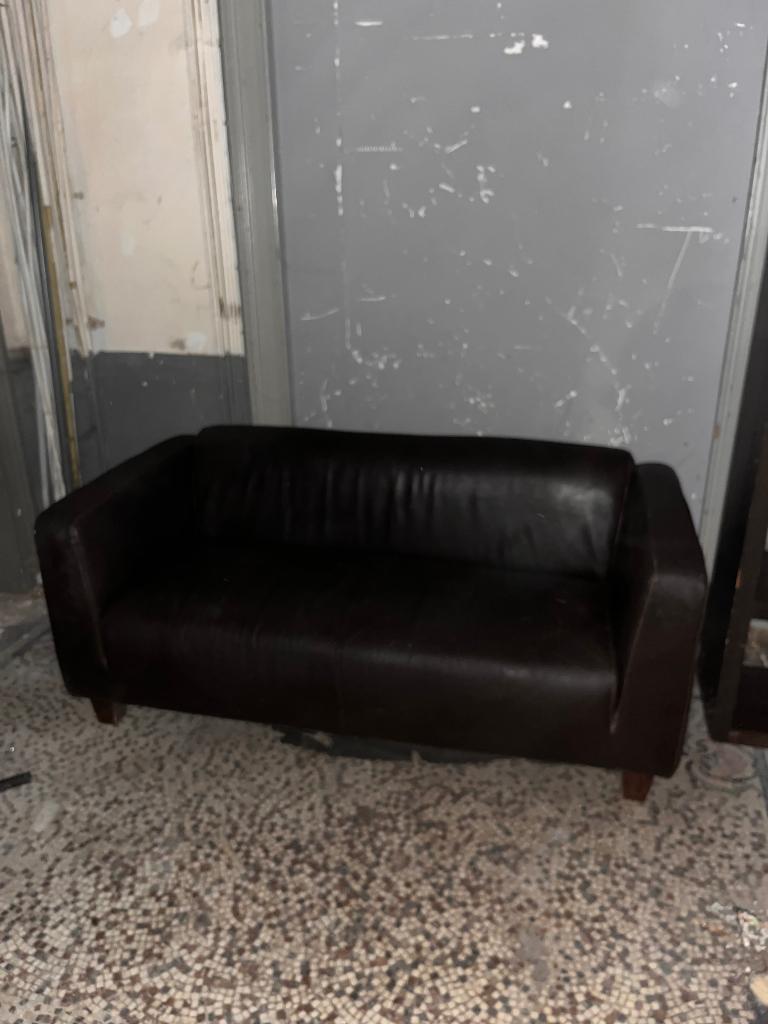 Canapé en Cuir Marron, Contemporain, Enlèvement, Utilisé, Bois