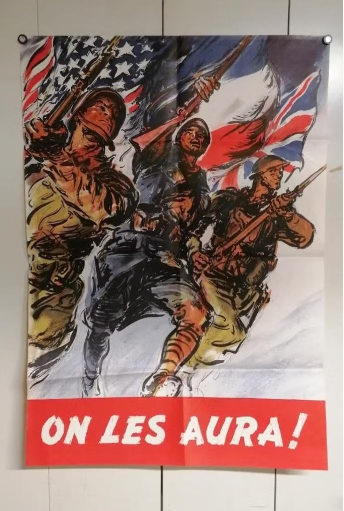 Affiche militaire propagande Alliés ww2 "on les aura", Collections, Objets militaires | Seconde Guerre mondiale, Envoi, Autres