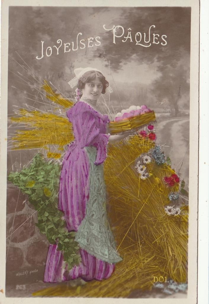 FANTASIE - Mooi meisje met paaseieren tussen het stro, Envoi, Affranchie, Autres thèmes