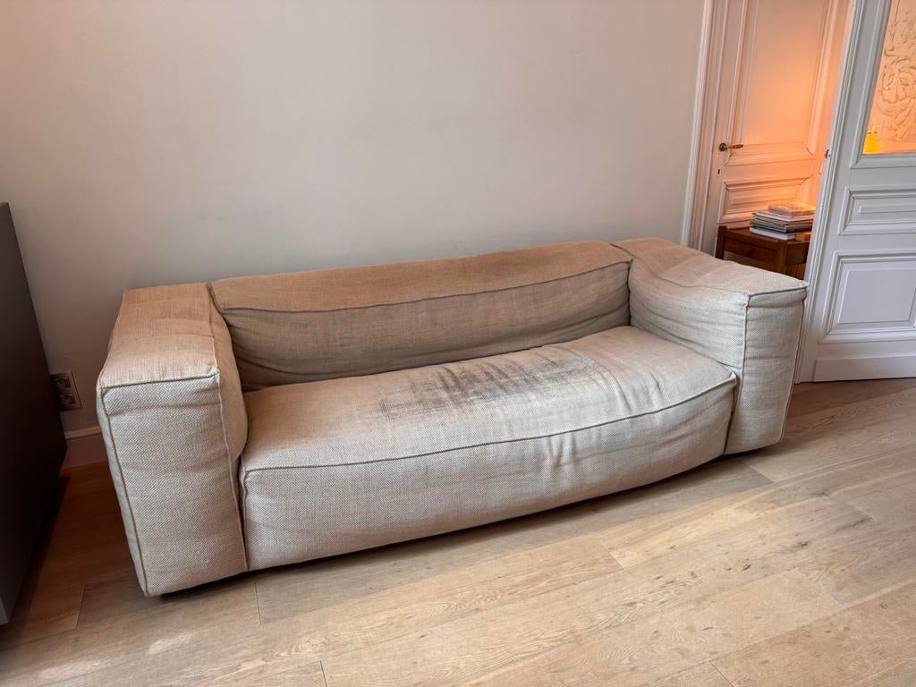 3 zits zetel in beige stof, Huis en Inrichting, Ophalen, Gebruikt, Driepersoons, 75 tot 100 cm