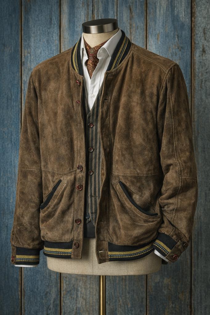 Vintage suède leren bomberjack – maat 54, Ophalen of Verzenden, Gedragen, Maat 52/54 (L), Overige kleuren